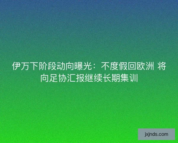 伊万下阶段动向曝光：不度假回欧洲 将向足协汇报继续长期集训